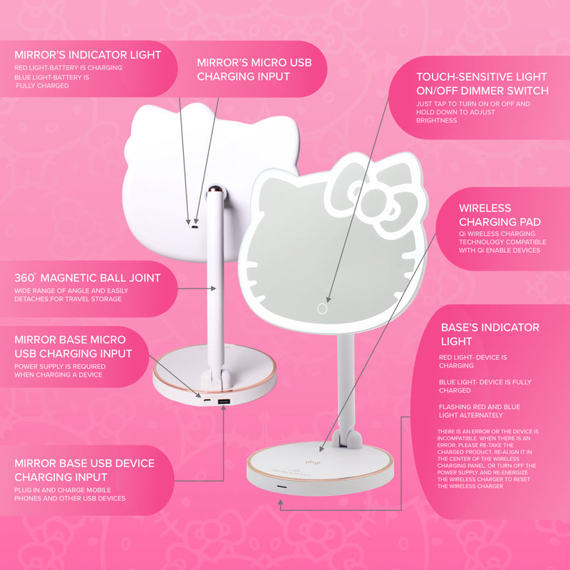Hello Kitty LED Rechargeable Makeup Mirror - Elegancia